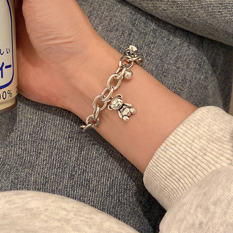 Pulseira Bamoer Ursos Fofos Design Corrente Geométrica Estilo Coreano Ins Joias Presentes Para Mulheres