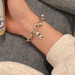 Pulseira Bamoer Ursos Fofos Design Corrente Geométrica Estilo Coreano Ins Joias Presentes Para Mulheres