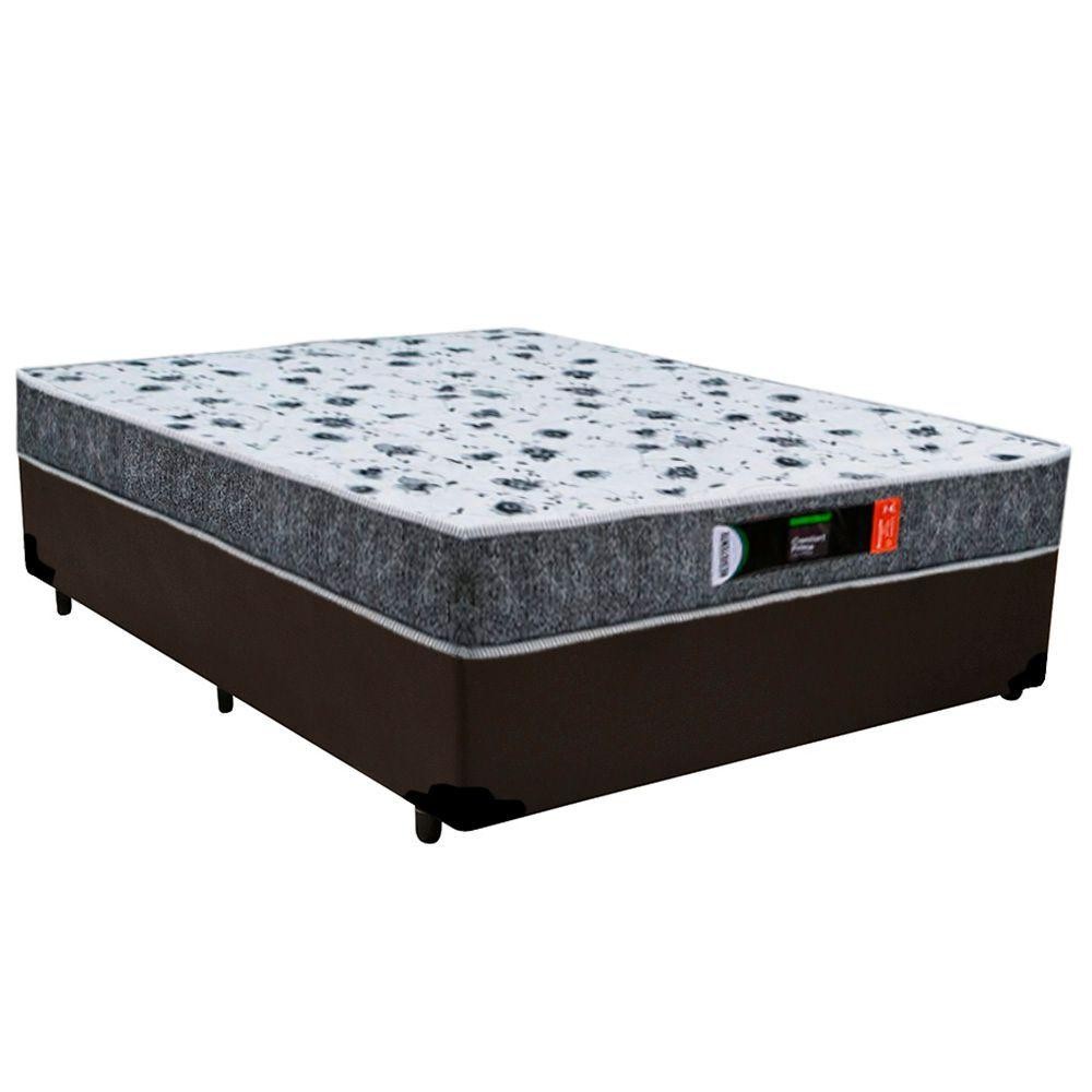Cama Box Casal + Colchão Ortopédico Resistente Pró D28 Colchões 138x188x60 Marrom - Home & Living