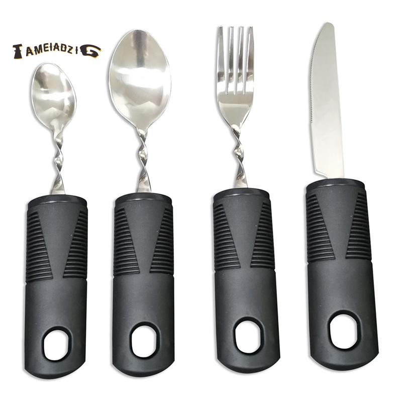 4 Pçs Talheres Dobráveis Utensílio Para Deficientes Utensílios Ponderados Adultos Idosos Construídos De Mesa Adaptativos