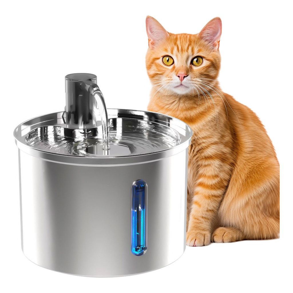 3l Fonte De Água De Aço Inoxidável Para Gatos E Cãe Newpet- Bivolt