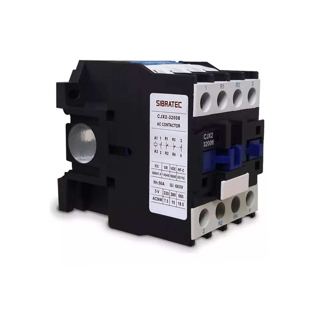 CONTATOR CJX2-32008 32A TETRAPOLAR 2NA 2NF 220V 60HZ SIBRA