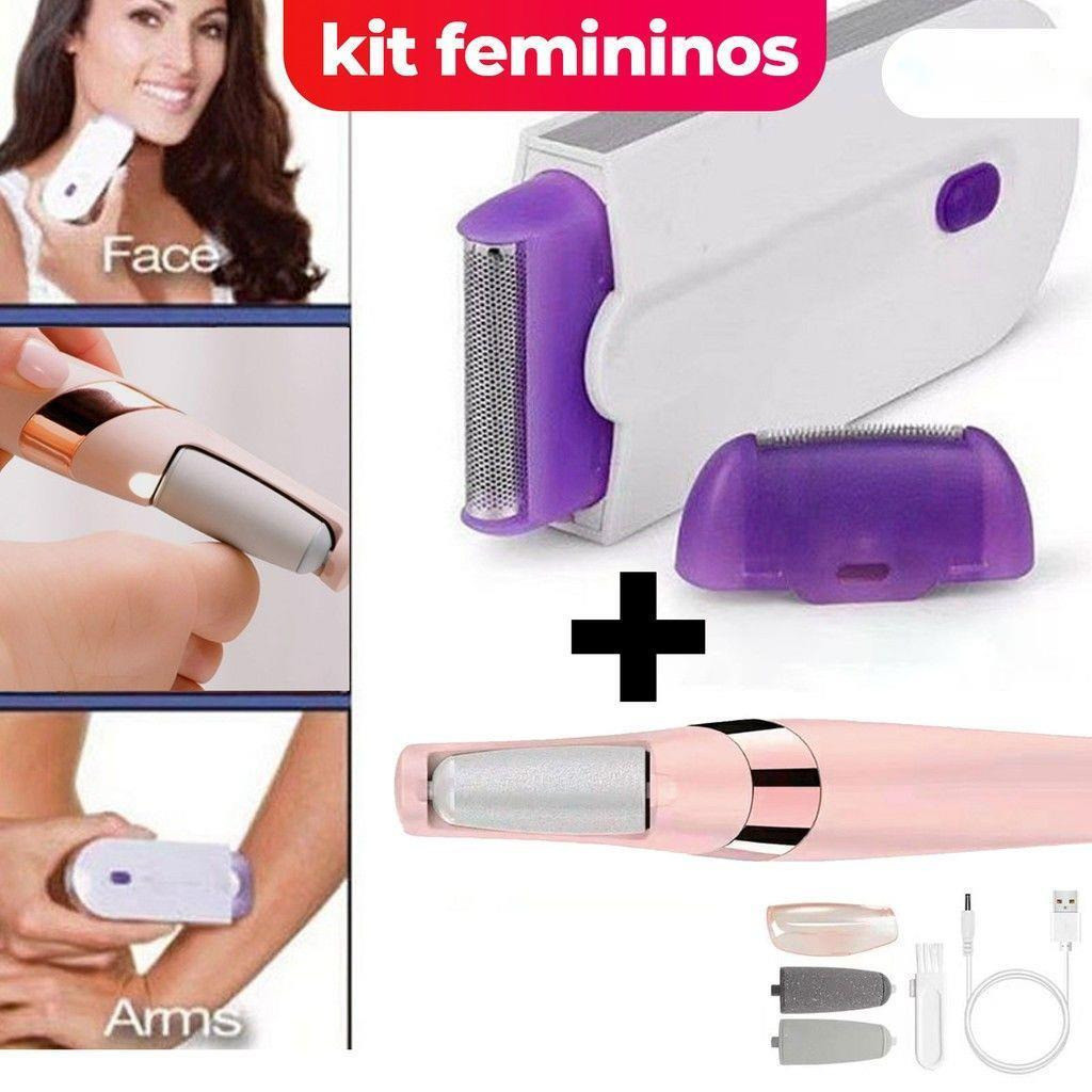 Kit de Cuidados Femininos 2 em 1 - Depilador Recarregável Sem Fio + Lixa Elétrica USB Para Pés e Calos Profissionais -WL