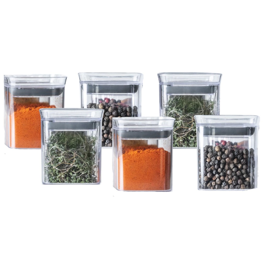 Kit 6 Pote Acrílico 150ml C/ Tampa Hermética Condimento Tempero Armazenamento Organizador