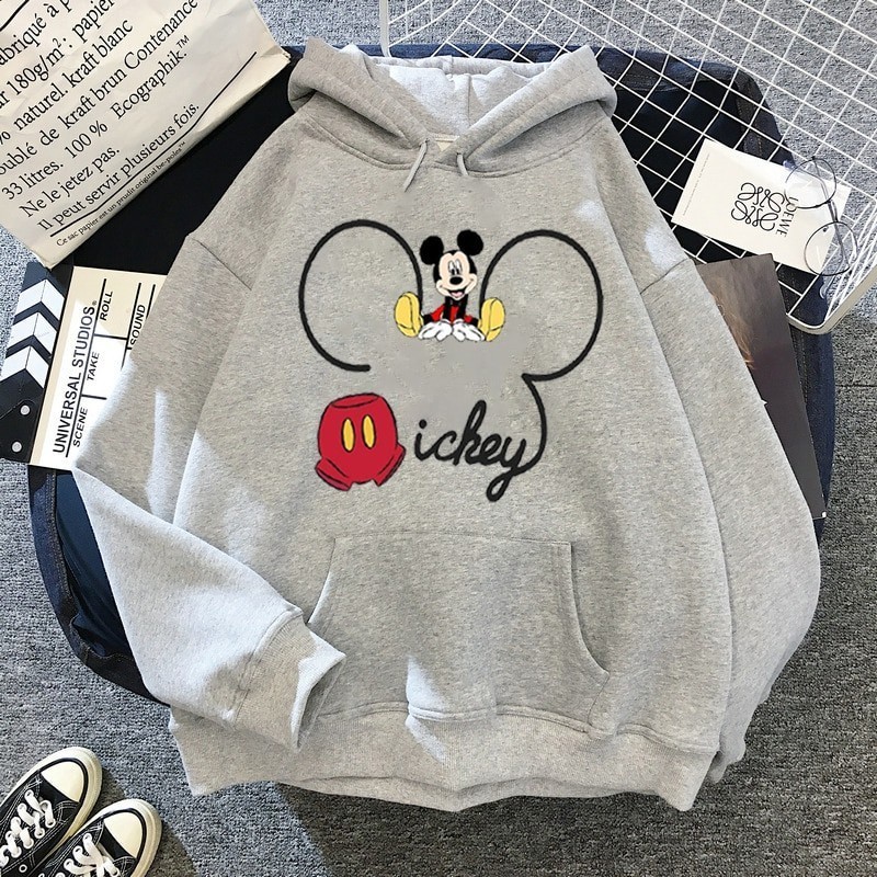 Moletom Canguru Blusa De Frio Mickey Mouse Desenho Disney Unissex  Com capuz  (Mikey Coração)