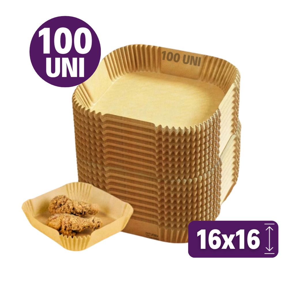 Forma Para Air Fryer Forro Descartável Quadrada 100 Unidades