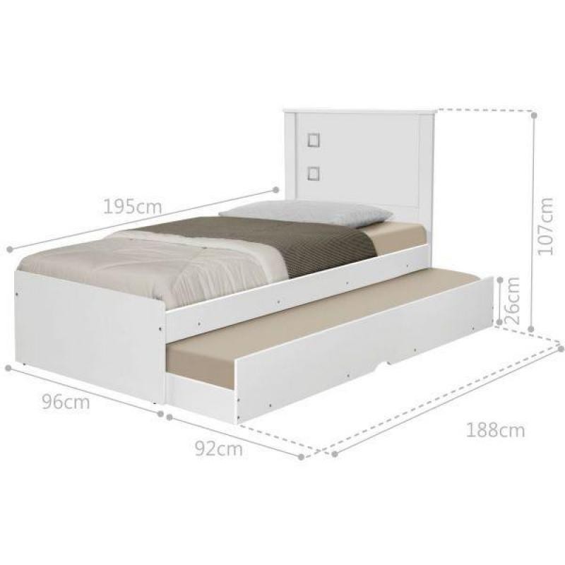 Cama Solteiro Barcelona Com Auxiliar - Branco - Tebarrot