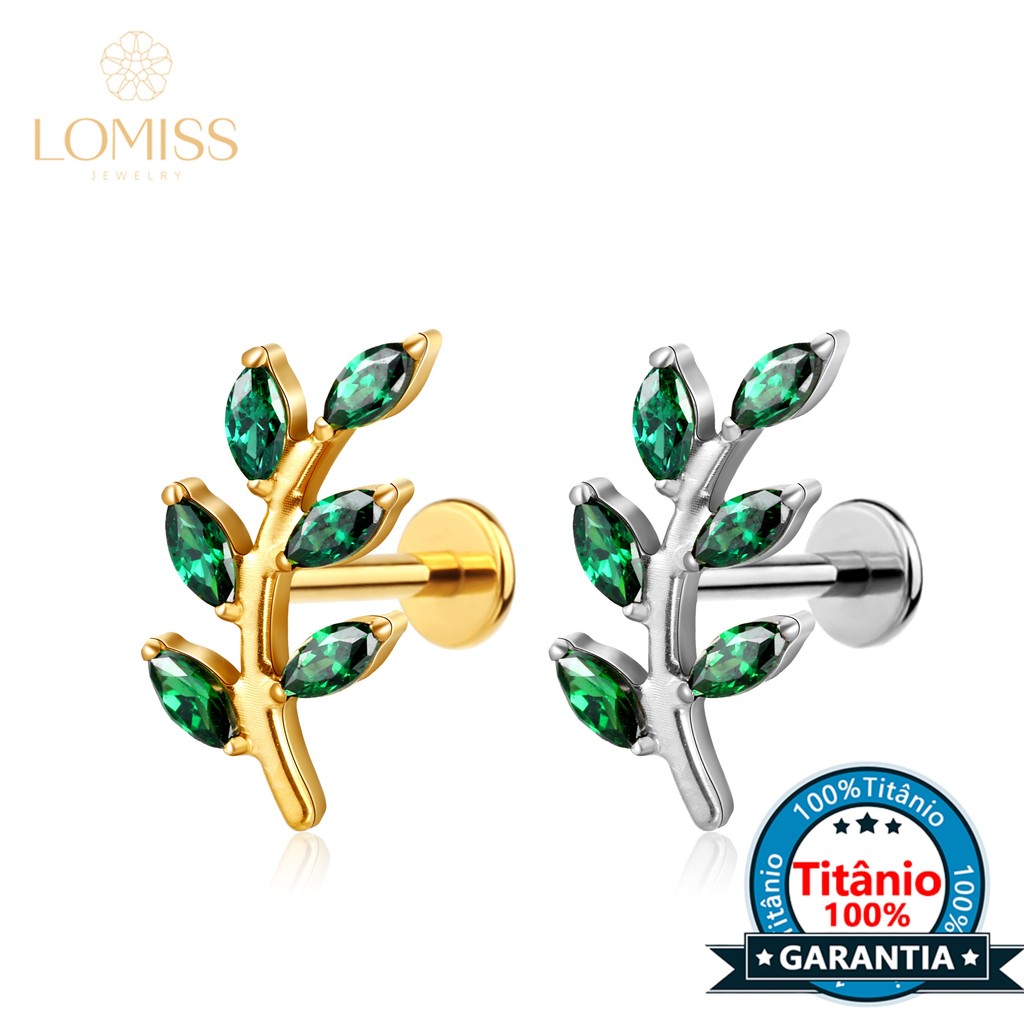 Piercing Helix Tragus Conch Labret Galho Titânio Zircônia em Oferta na Shopee