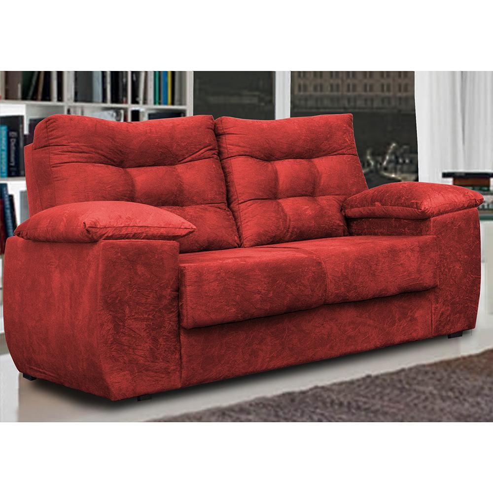 Sofá Luxemburgo 2 Lugares 1,52m Tecido Suede Vermelho em Oferta na Shopee