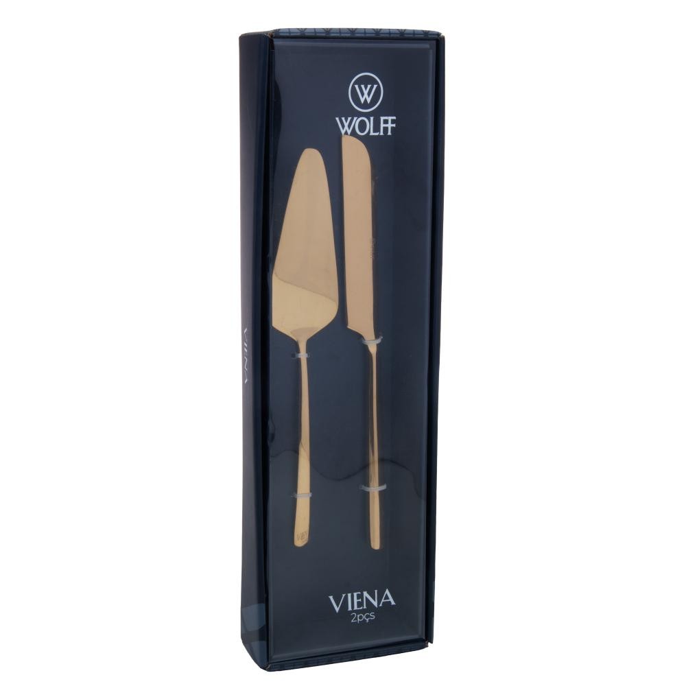 2 Peças para Bolo Viena Dourado Aço Inox Wolff em Oferta na Shopee