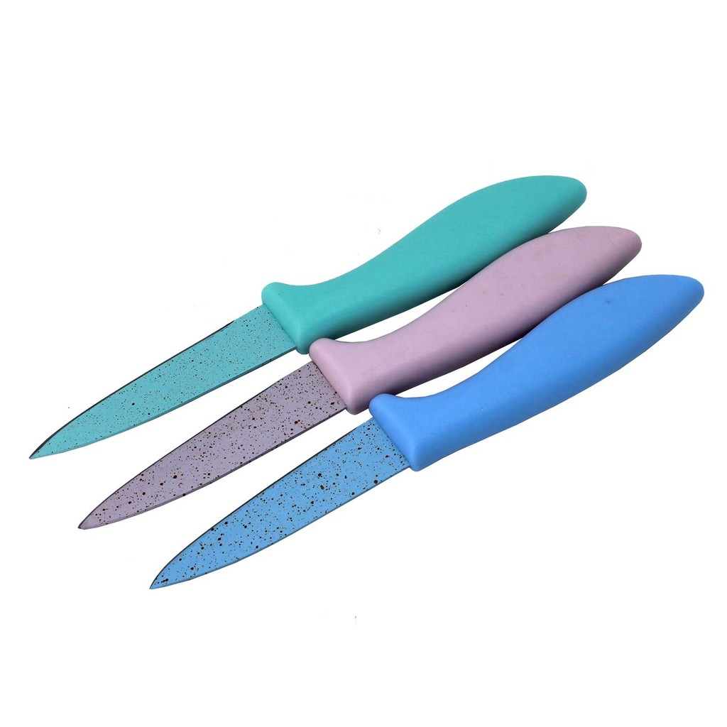Kit 3 Facas de Cozinha em Aço Inox Cabo PP Colors  12cm