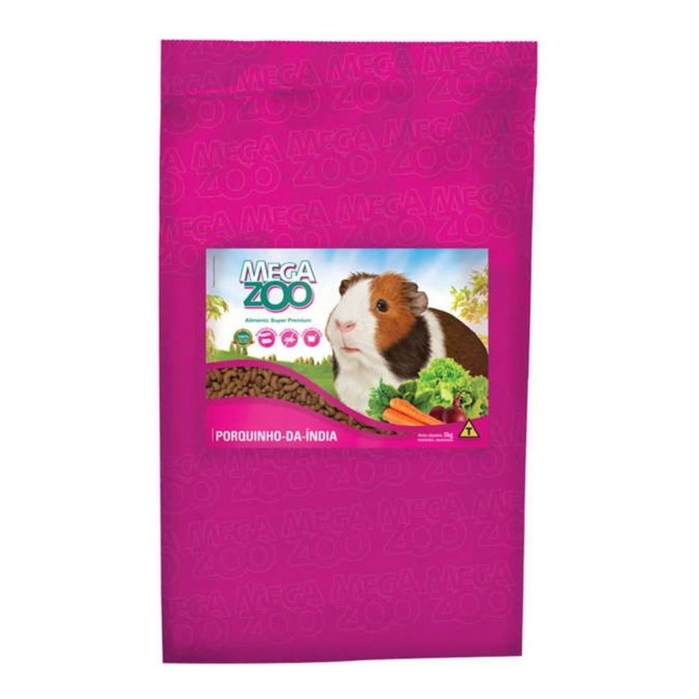Ração Megazoo Porquinho da Índia 5kg Super Premium Vitamina C Alimento Completo Nutrição Balanceada