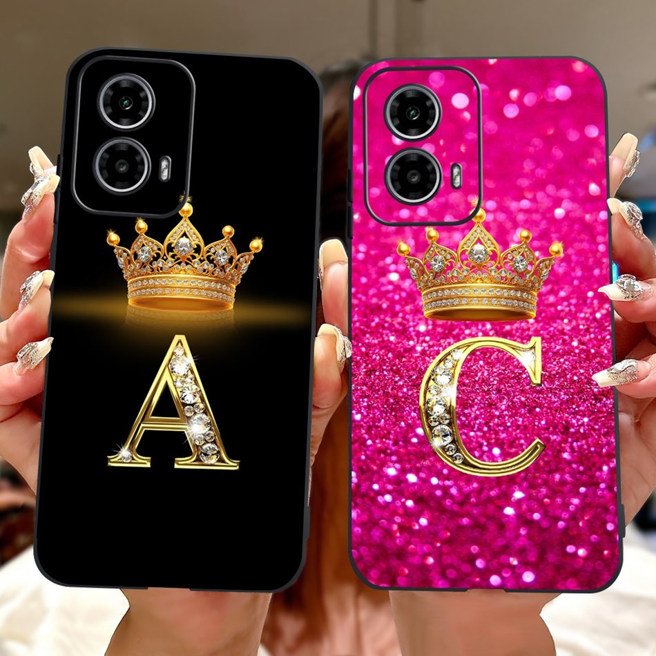 Para Motorola MOTO G24 G34 Moda Coroa Letra Inicial Casal Caso De Telefone G34 G24 Potência Silicone Macio TPU Embalagem
