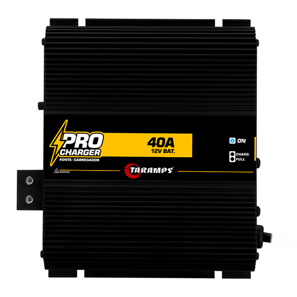 Fonte Carregador de Bateria Taramps Pro Charger 40 Amp Automotiva Bivolt Automático Som 110/220v