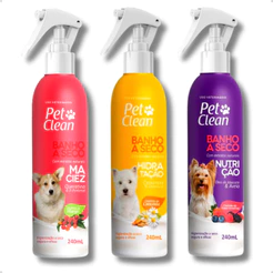 Banho a Seco Sem Enxágue Extratos Naturais Nutrição Maciez Hidratação Premium 240ml Pet Clean