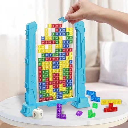 Jogo Tetris de Blocos Coloridos 3D Brinquedo Educativo Para Crianças Aprenderem Brincando