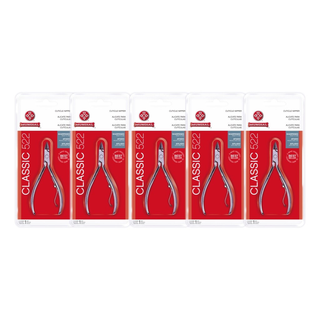 Kit 5 Alicate Cutícula 522 Classic Profissional Unha Mundial
