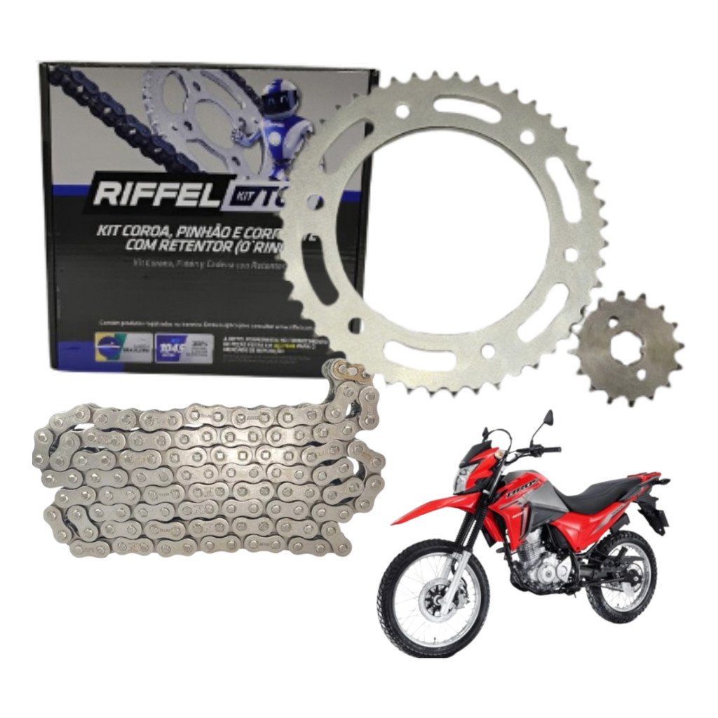 Kit Relação Tração Transmissão Honda Nxr Bros 160 Xre 190 2015 2016 2017 2018 2019 A 2026 Riffel