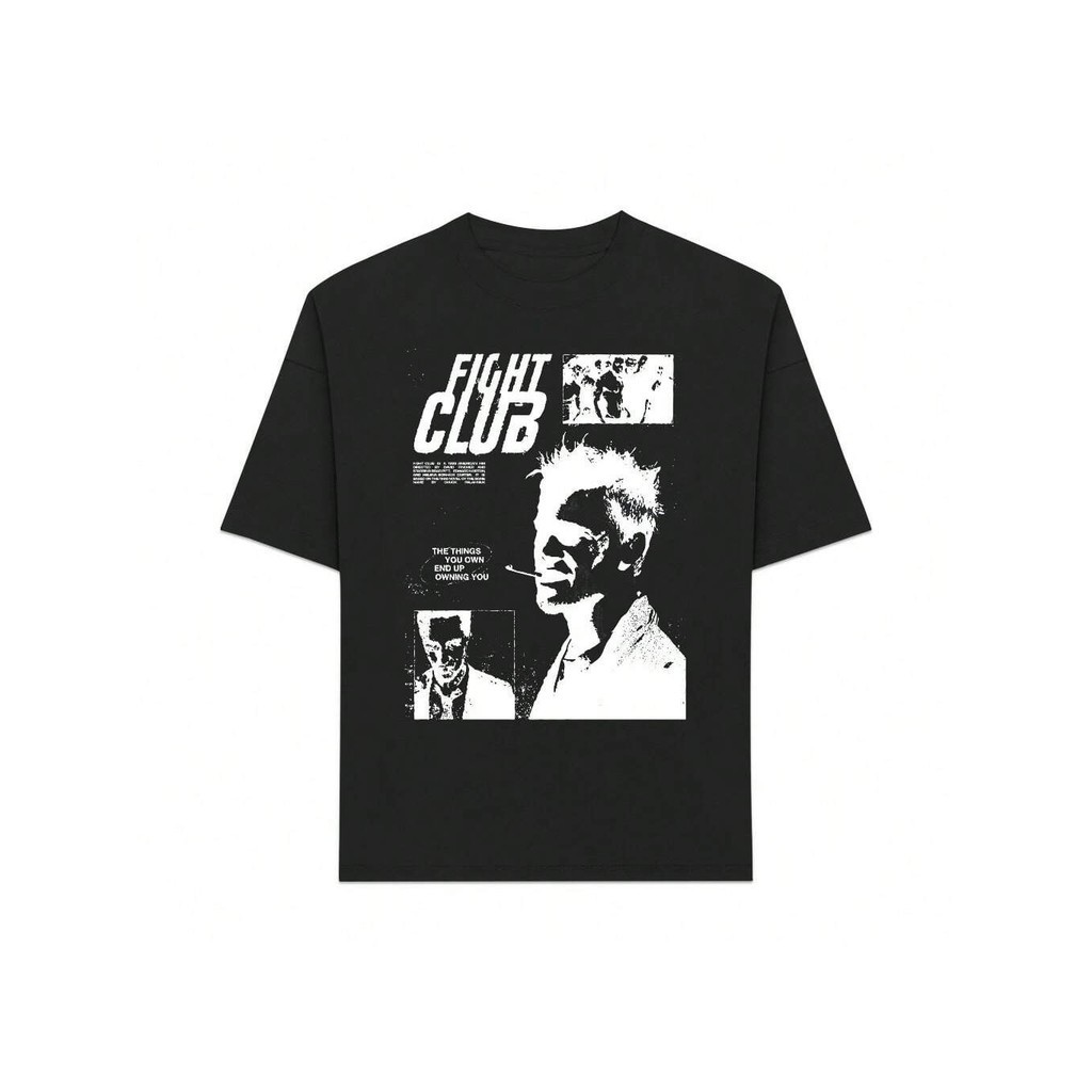 [Camiseta Premium em Algodão Puro]GXG Camiseta Noire Fight Club - Streetwear Oversized Fio 30.1 -Clube da Luta - Own