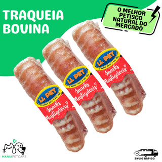 Petiscos para Cachorro Natural Traqueia Bovina Desidratada com 3 unidades LL Pet em Oferta na Shopee