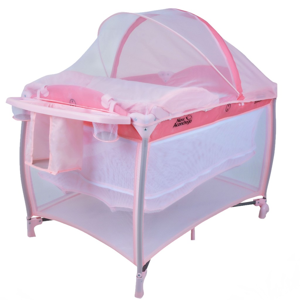 Berço Portátil New Aconchego Pink Chiqueirinho - Burigotto em Oferta na Shopee