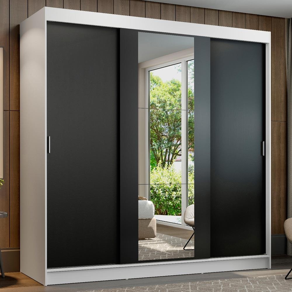 Guarda-Roupa Casal Madesa Reno 3 Portas de Correr com Espelho B em Oferta na Shopee