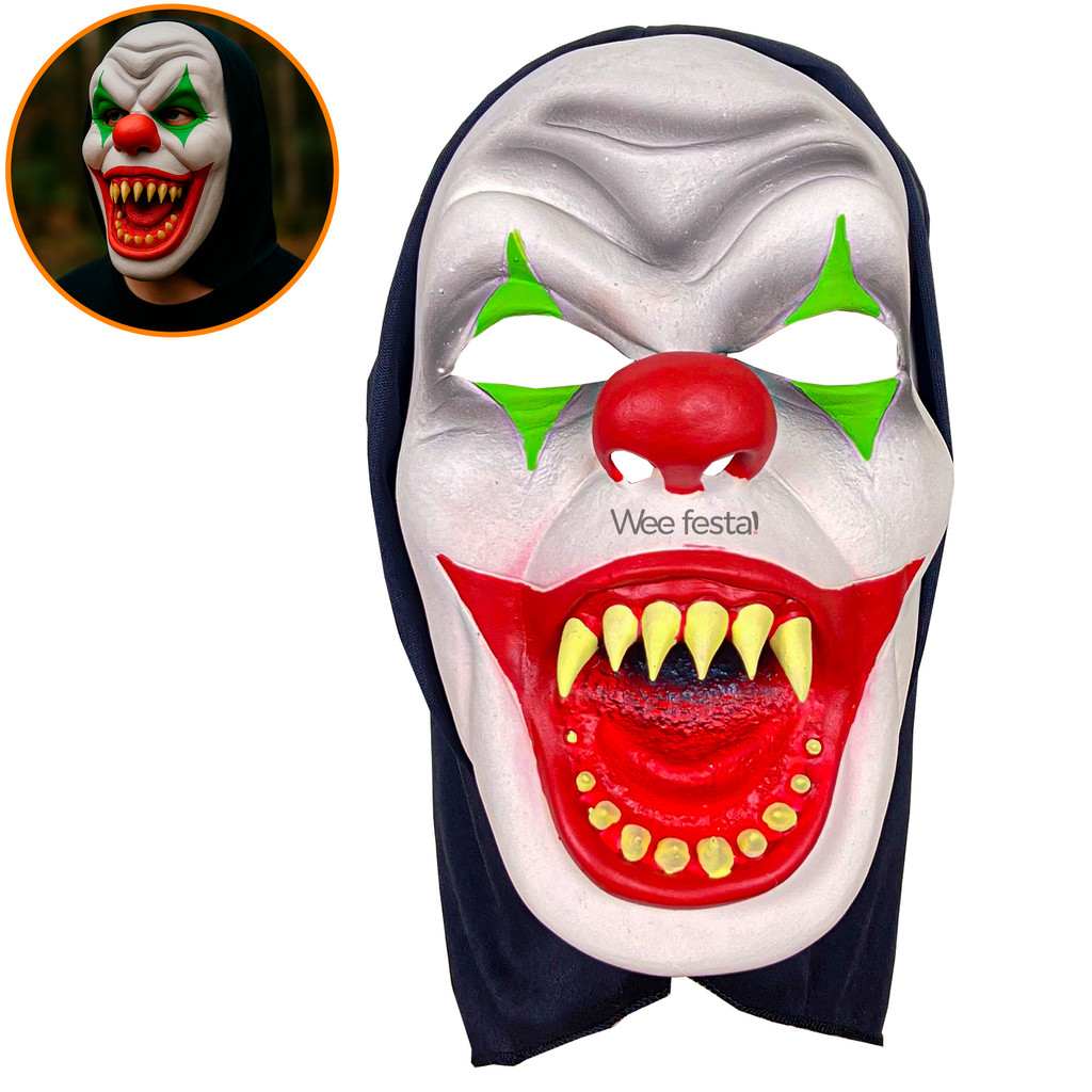 Máscara Látex Capuz Palhaço Mau Joker Coringa Festa Fantasia Halloween Carnaval Careta Terror
