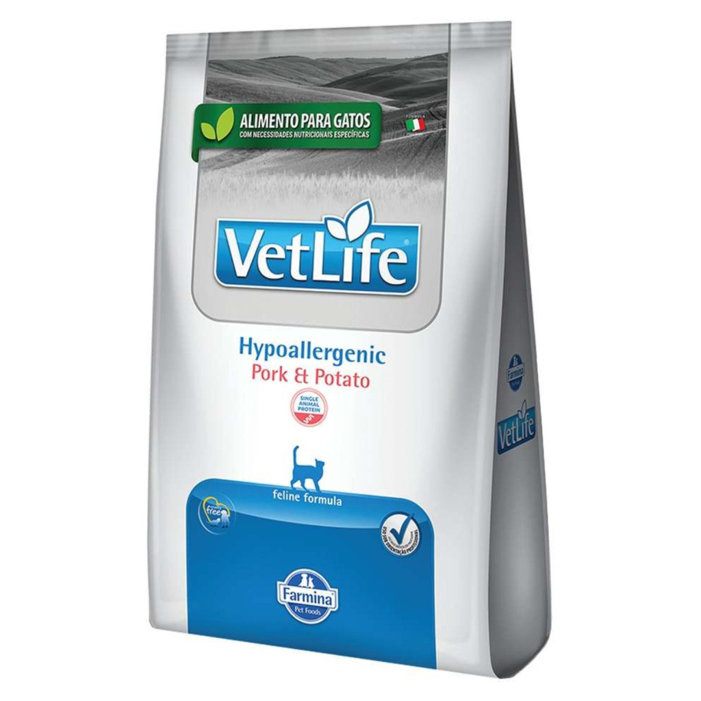 Ração Vet Life Hypoallergenic Pork e Potato 400gr Gatos Adultos em Oferta na Shopee