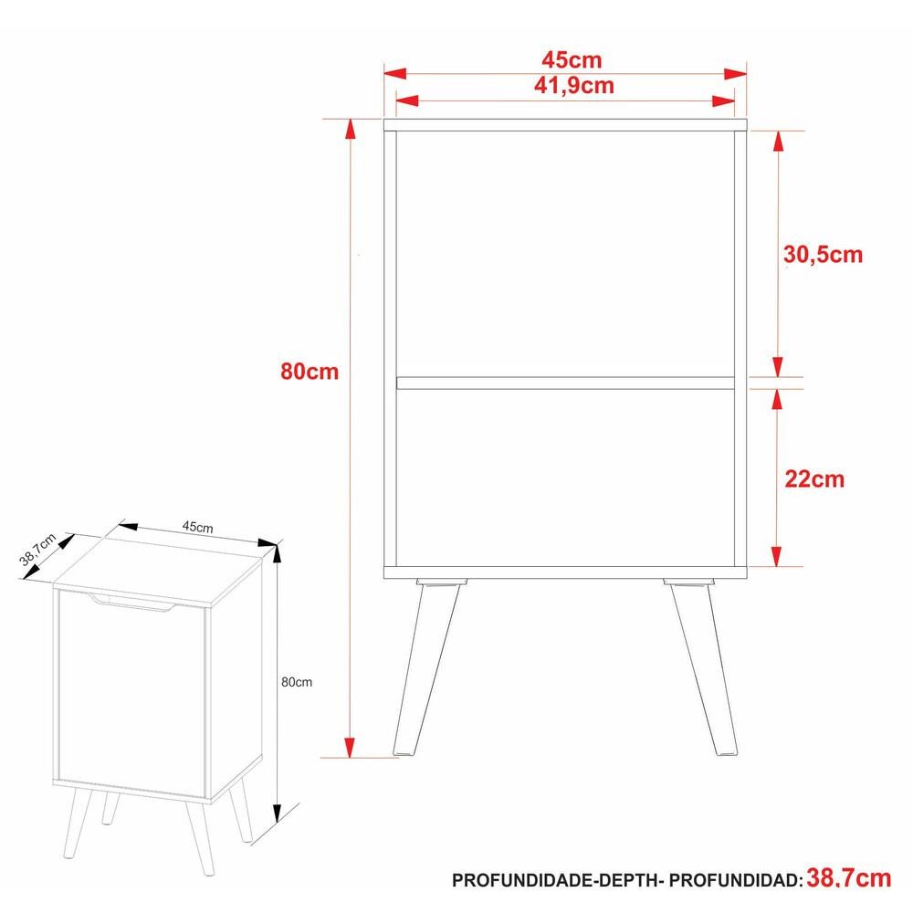 Gabinete Banheiro 45cm 1 Porta Retrô Multimóveis CR10120