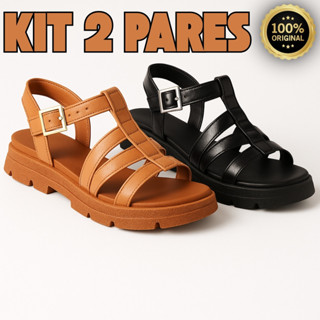 Kit 2 Pares Sandália Tratorada Feminina Estilosa para Passeios e Lazer - Live em Oferta na Shopee