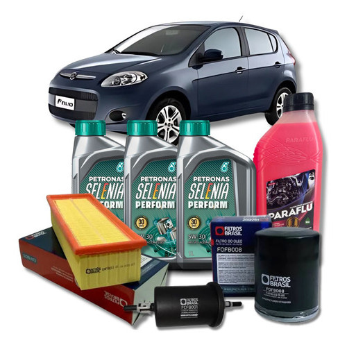 Kit Revisão Óleo Filtros e Higienizador - Fiat Novo Palio / Novo Uno / Gran Siena 1.0 1.4 Evo - 5W30 em Oferta na Shopee