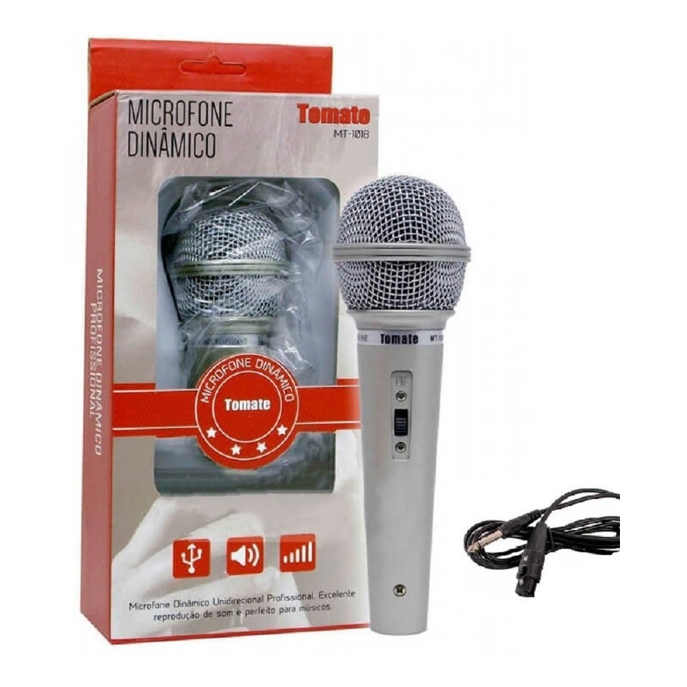 Microfone Profissional De Mão Karaoke P10 Menor Preço Tomate
