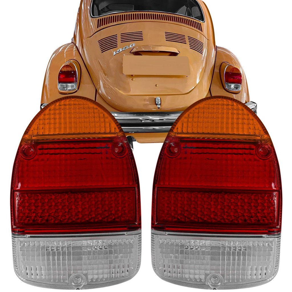Par Lente Lanterna Pisca Traseira Fusca 1500 e 1600 1970 À 1978 Tricolor AMBAR em Oferta na Shopee