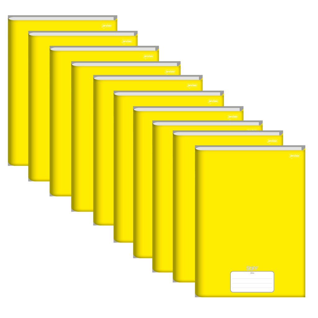 Caderno Brochura 1/4 Amarelo Capa Dura 48 Folhas Stiff - Pacote Com 10 Unidades