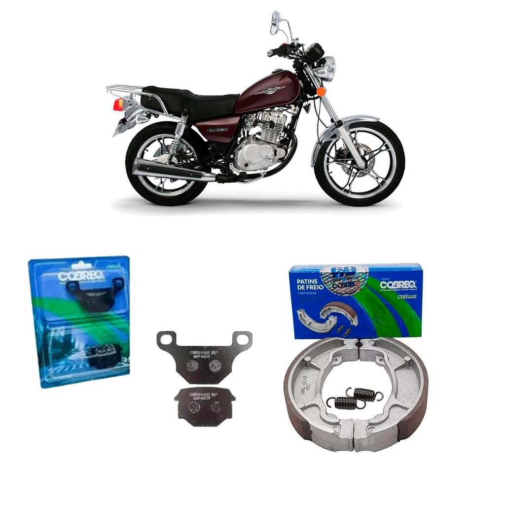kit Patim Freio Traseiro + Pastilha Dianteira Suzuki Intruder 125
