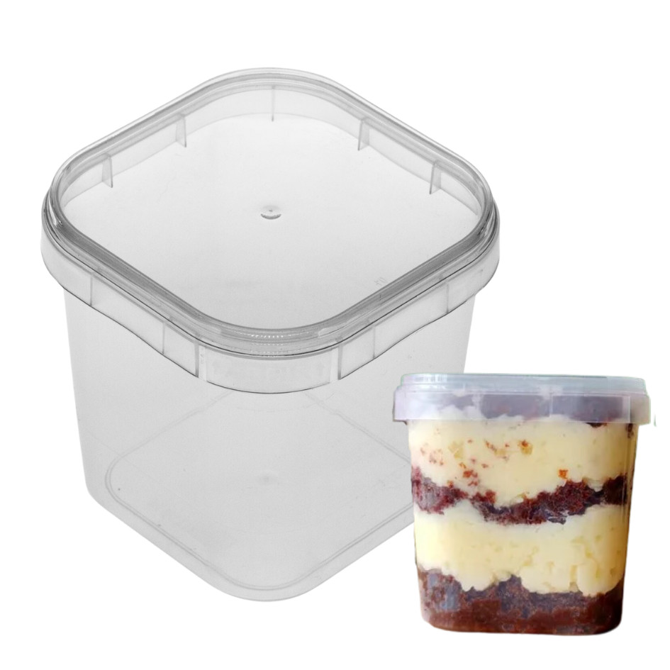 10~30 Potes Quadrado 500ml Com Tampa Para Bolo De Pote Temperos Caldos Plastilânia