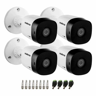 Kit 4 Câmeras Intelbras VHL 1120 Bullet G2 HDCVI Lite, HD 720p, Lente 2.8mm, Visão Noturna 20m, IP66 + Conectores