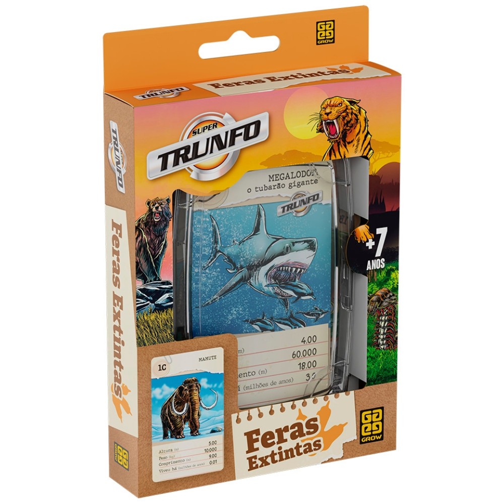 SUPER TRUNFO FERAS EXTINTAS 32 CARTAS GROW BICHO ANIMAIS SELVAGENS GIGANTE CACHORRO CÃO MUITO GRANDE em Oferta na Shopee