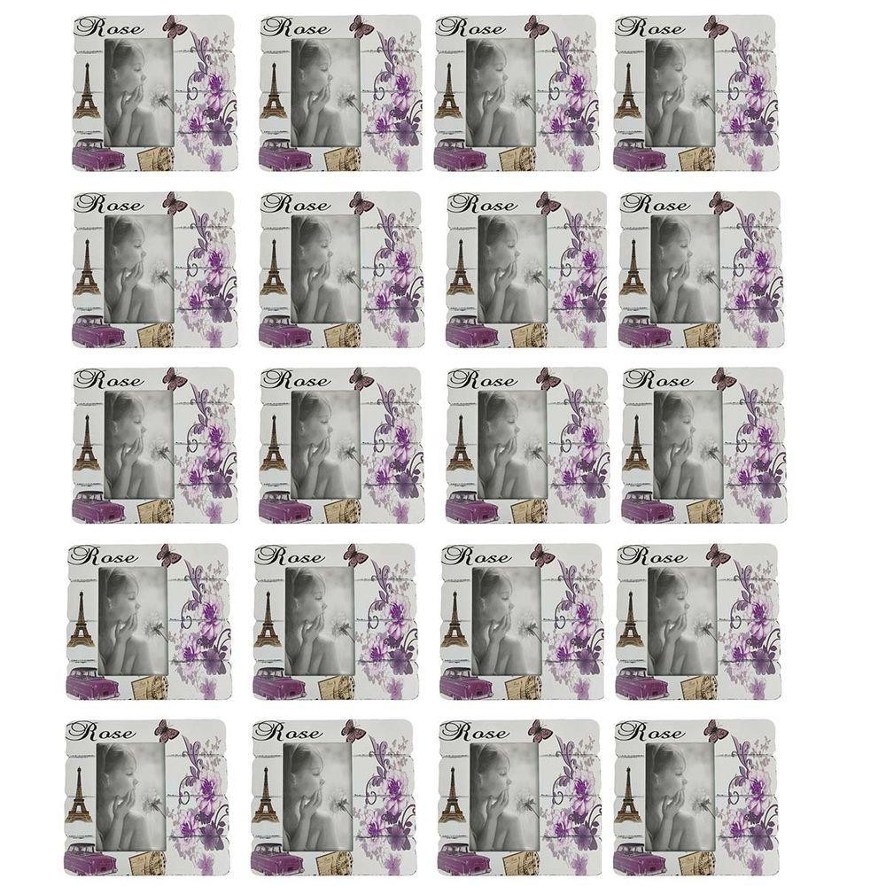 Porta Retrato 10x15 Foto Moldura Paris Kit 20 Unidades Flores Enfeite Mesa Estante Prateleira Quarto - Home & Living