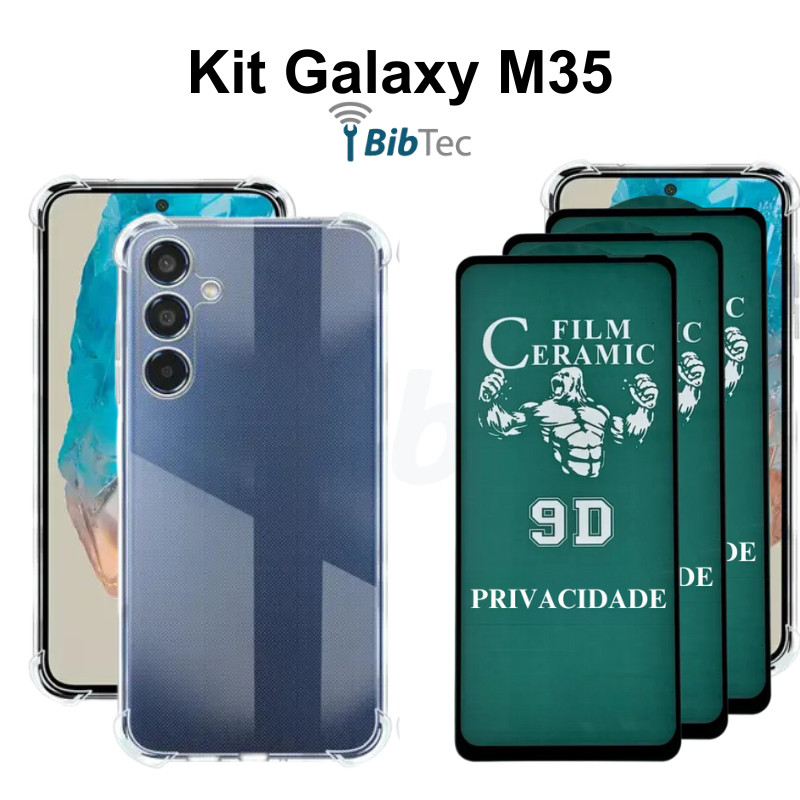Kit 3x Películas de Cerâmica Fosca Privacidade + Capinha Transparente para Samsu