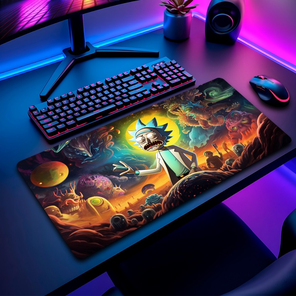 Mouse Pad Rick Mort Gamer Antiderrapante Grande Diversas Estampas Personalizado 70x35 em Oferta na Shopee