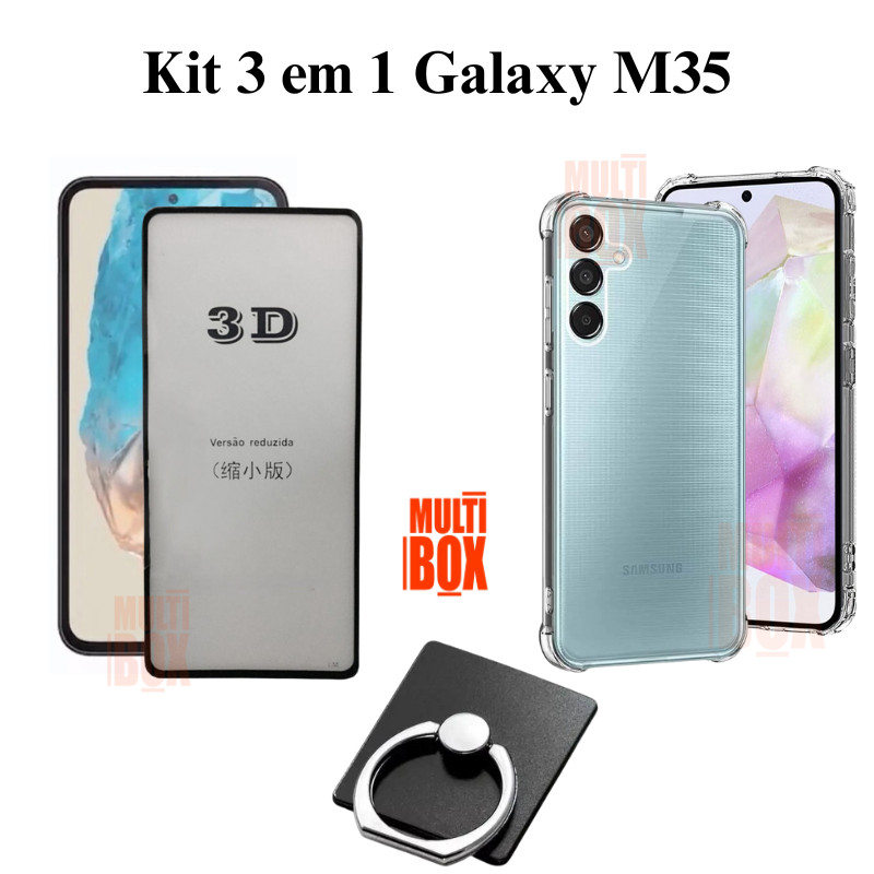 Kit Capa Anti Impactos + Película 3D de Vidro + Suporte de Anel para Samsung Gal