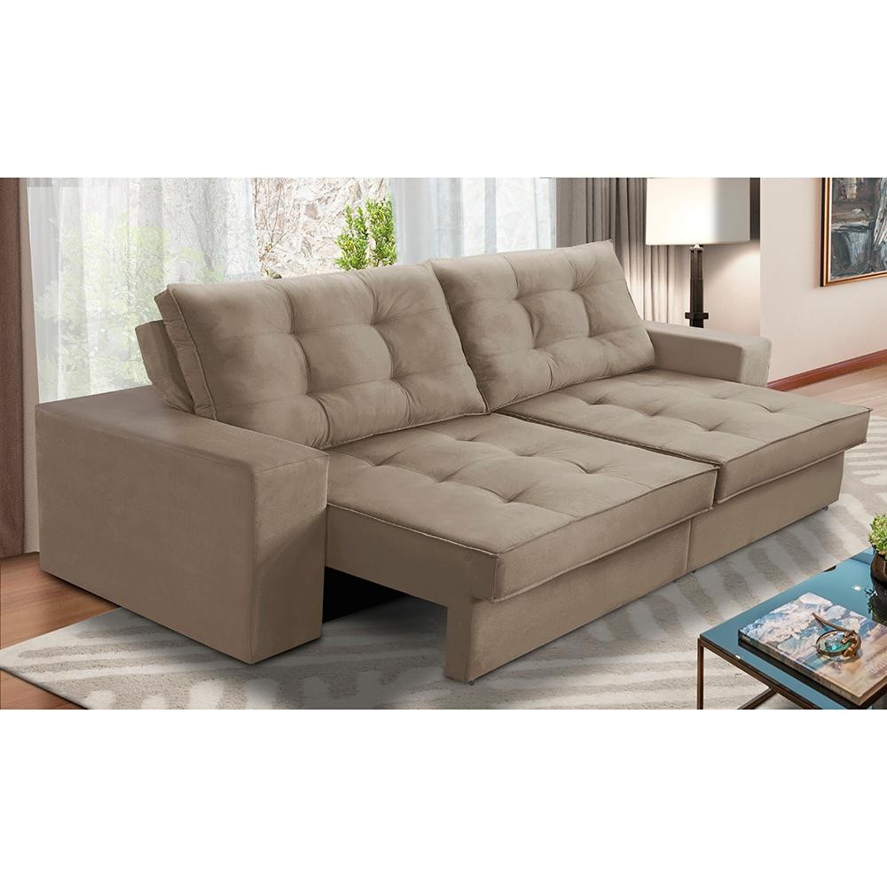 Sofá Retrátil e Reclinável 2 lugares 1,90m com Molas Marcela Suede Adonai Estofados - Home & Living