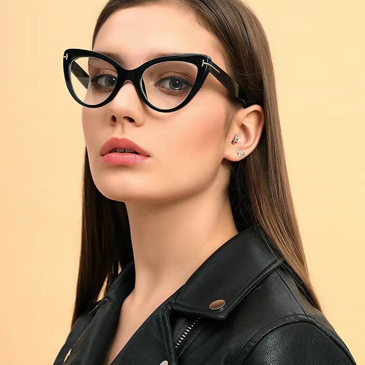 Olho De Gato Óculos Transparentes Para Mulheres Retro Lente Óptica Clara Anti Luz Azul Cateye Decorativos Flor