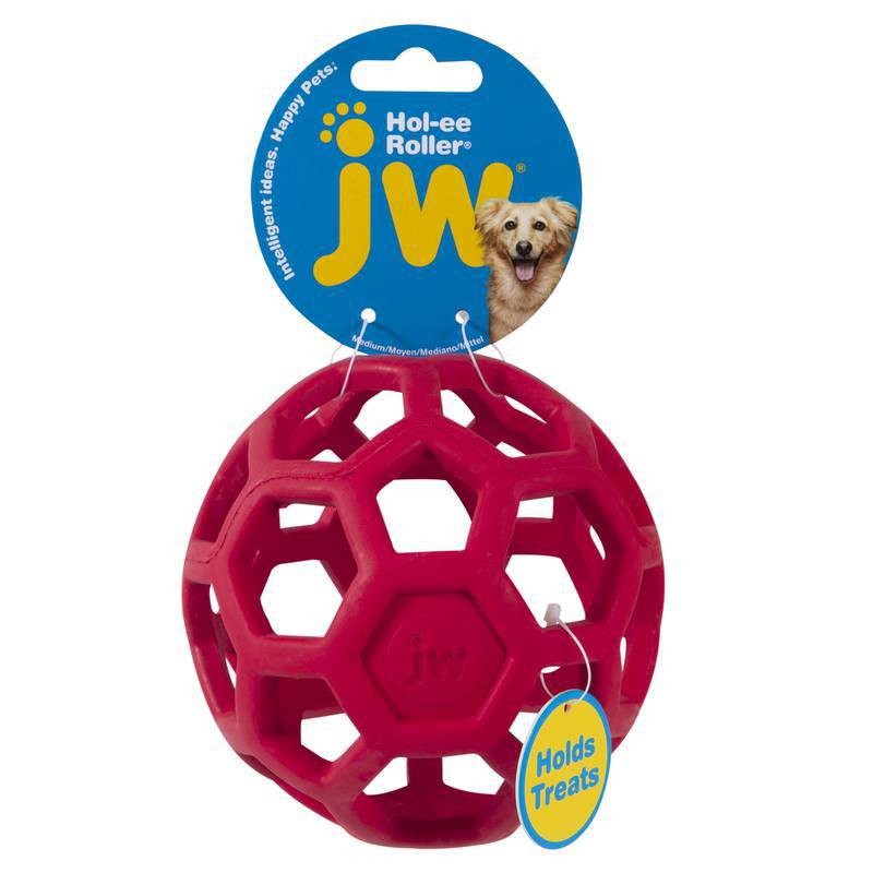 Brinquedo Bola JW Holee Roller Recheavel Petiscos Snacks Para Cachorro Pequeno - Vermelho