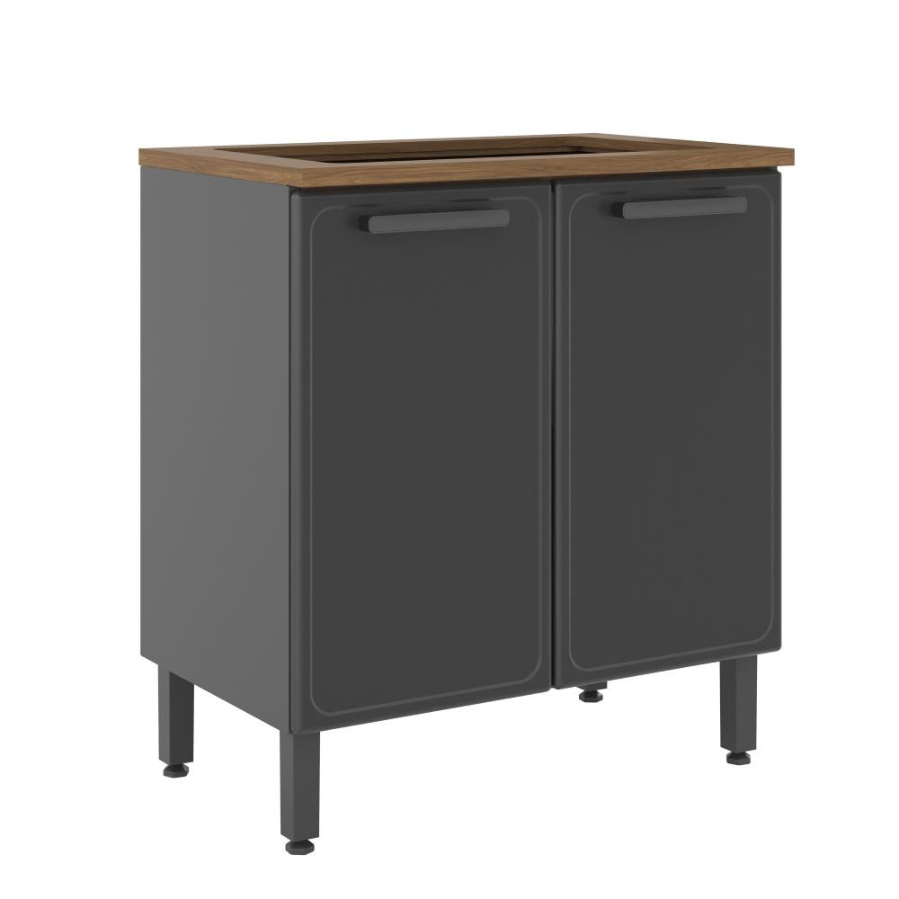 Balcão para Cooktop Bertolini Estilo em Aço com 2 Portas Cor Grafite em Oferta na Shopee