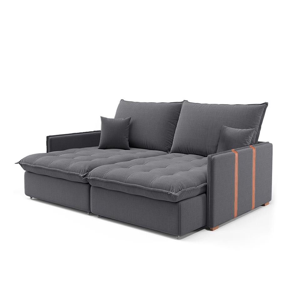 Sofá Retrátil Sem Caixa 2 lugares Solomons Linho Grafite em Oferta na Shopee