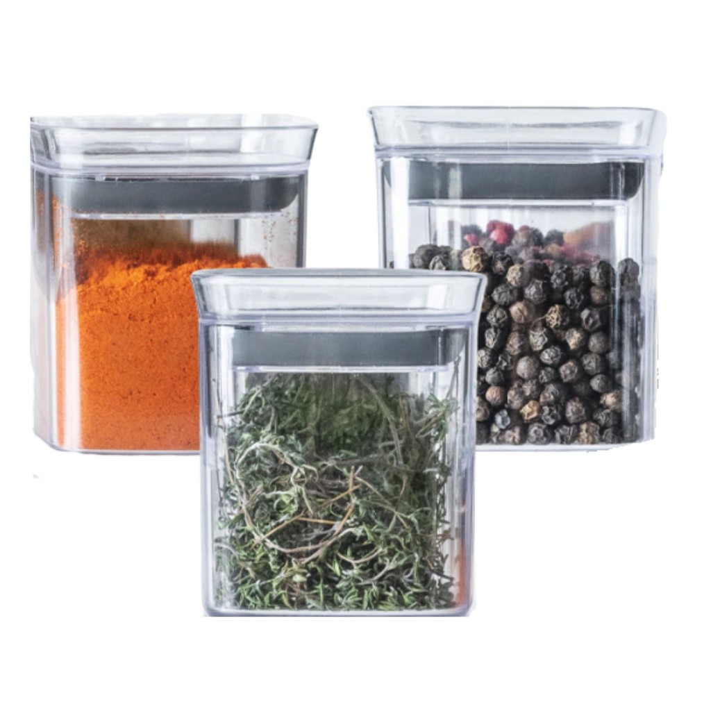 Kit 3 Pote Acrílico C/ Tampa Hermética 150ml Tempero Condimento Armazenamento Organizador