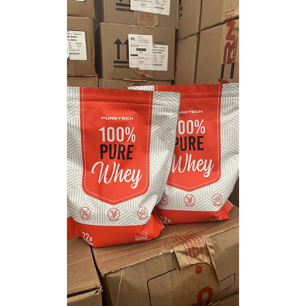 Kit 2 Whey Protein Puretech 900g Sem Soja Original Ganho de Massa 1,8kg