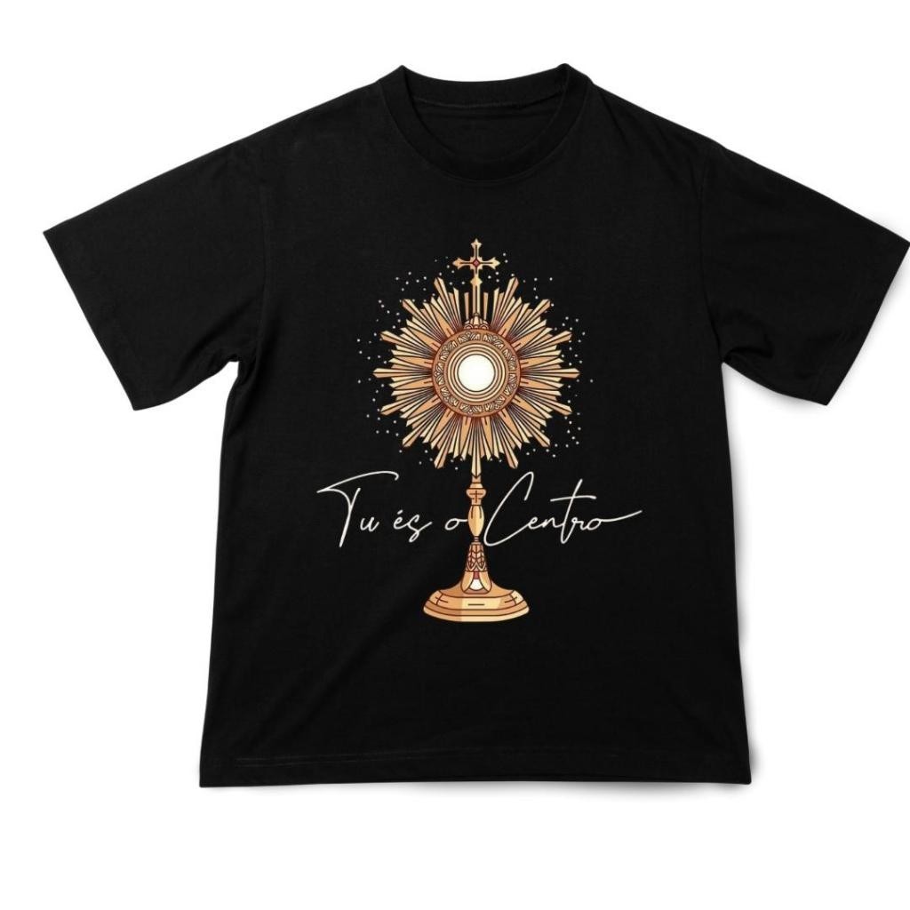 Camiseta Unissex Católica "Tu és o Centro" Frase Católica Personalizada Estamapada